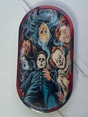 Horror Movie Characters Resin Rolling Tray | Halloween Decor Gift